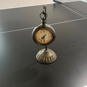 Antique-Style Brass Table Clock - Brown/Gold Finish